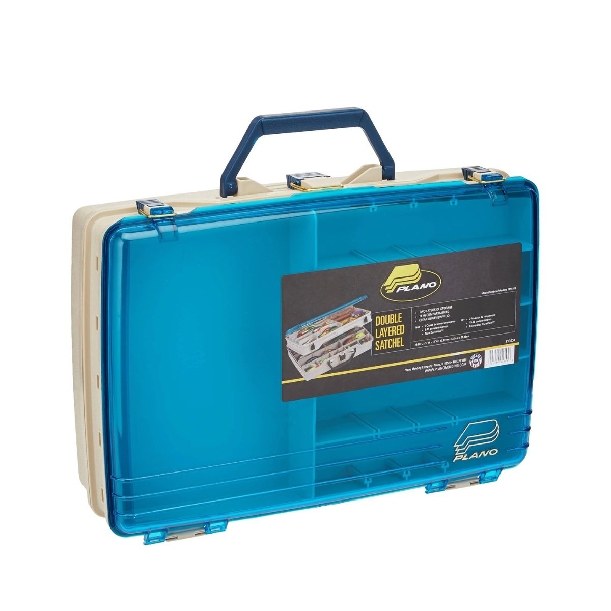 Caixa de Pesca Plano Organizadora Azul 1155-03 com 2 Compartimentos – Ideal para Acessório de Pesca